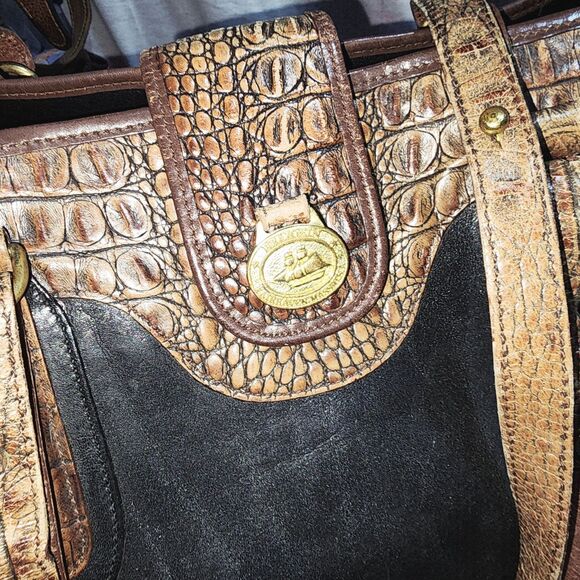 BRAHMIN Vintage Wallet & Black Leather Large Carryall Shoulder Tote Boho Bag - Picture 3 of 16